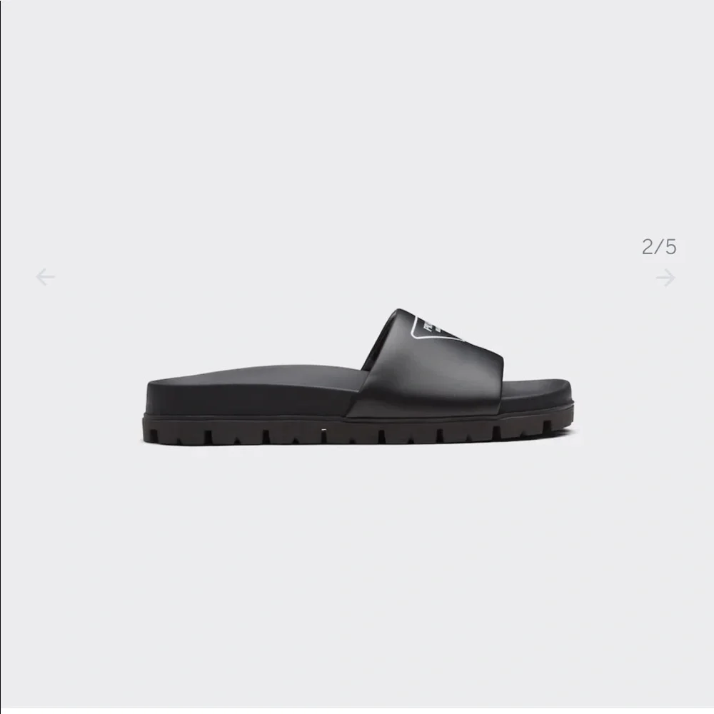 Prada Logo Leather Slides - Picture 8 of 9